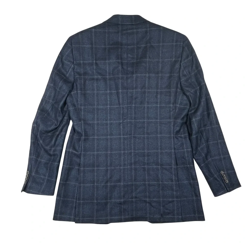 Cremieux Loro Piana Wool Blazer Sport Coat Mens 40L Blue Windowpane *Flaw